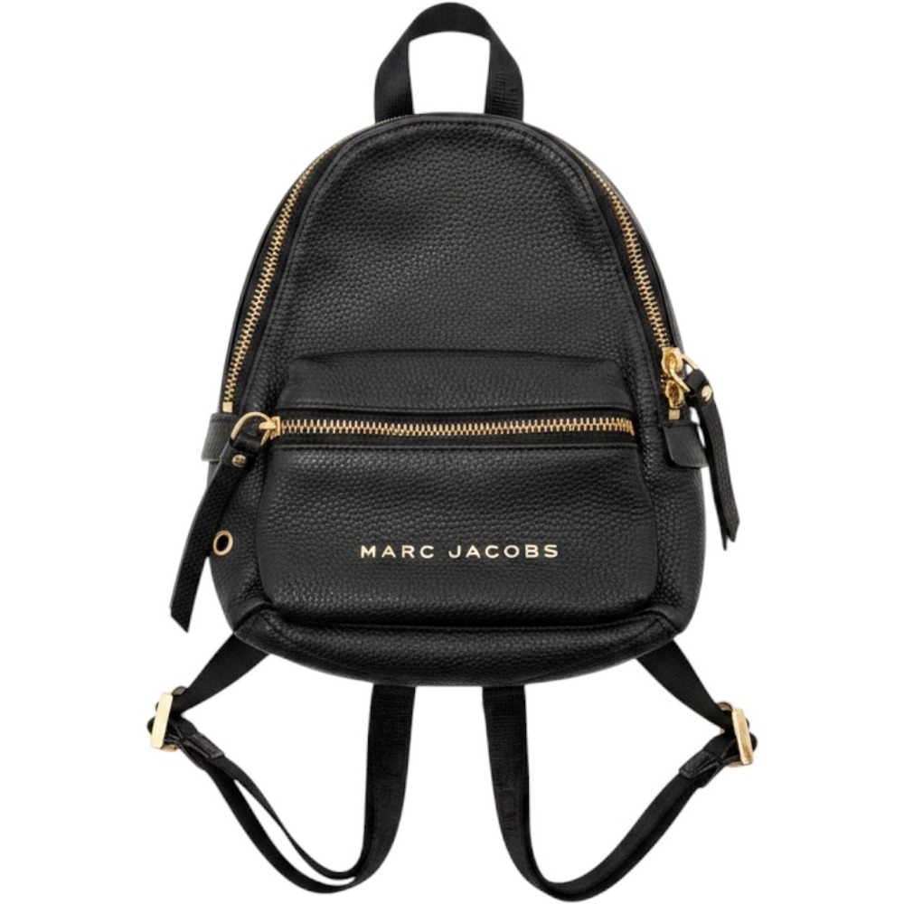 Marc Jacobs Mini Backpack Women Small Black Leather Gold Hardware Logo Strap